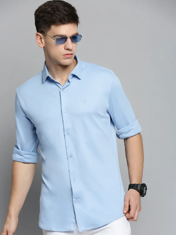 Men's Two - Tone Contrast Panel Casual Shirts in White and Navy for a Stylish and Eye - Catching DesignMen Blue Solid Casual Shirt Men's Two - Tone Contrast Panel Casual Shirts in White and Navy for a Stylish and Eye - Catching DesignMen Blue Solid Casual Shirt