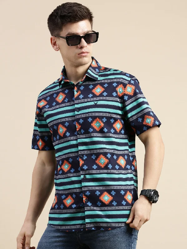 Men's Tailored Fit Checkered Casual Shirts in Multicolor for a Smart - Casual EnsembleMen Multi Geometrical Casual Shirt Men's Tailored Fit Checkered Casual Shirts in Multicolor for a Smart - Casual EnsembleMen Multi Geometrical Casual Shirt