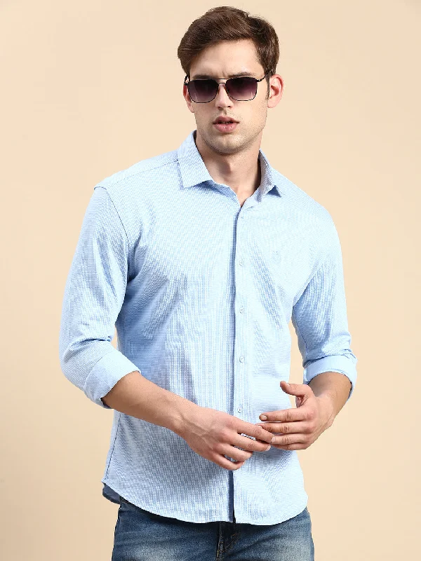 Men's Linen Blend Casual Shirts with Roll - Up Sleeves for a Summer Beach LookMen Blue Solid Casual Shirt Men's Linen Blend Casual Shirts with Roll - Up Sleeves for a Summer Beach LookMen Blue Solid Casual Shirt