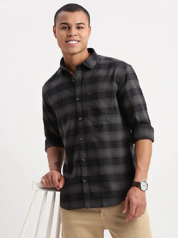Men's Retro - Style Hawaiian Print Casual Shirts in Bold Patterns for a Tropical VacationMen Tartan Checks Grey Shirt Men's Retro - Style Hawaiian Print Casual Shirts in Bold Patterns for a Tropical VacationMen Tartan Checks Grey Shirt