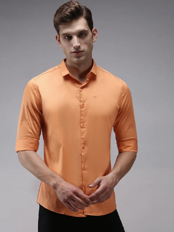 Men's Graphic - Printed Casual Shirts with Pop - Culture References for a Fun and Stylish LookMen Orange Solid Casual Shirt Men's Graphic - Printed Casual Shirts with Pop - Culture References for a Fun and Stylish LookMen Orange Solid Casual Shirt