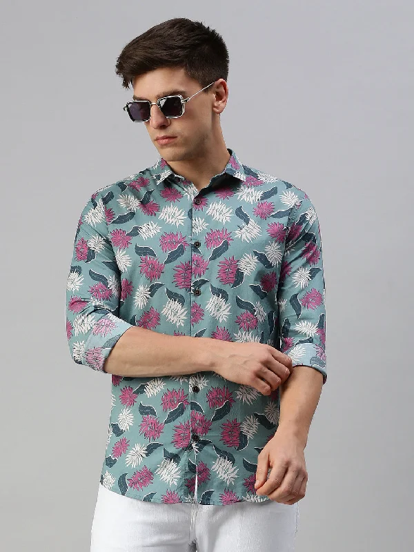 Men's Two - Tone Contrast Panel Casual Shirts in White and Navy for a Stylish and Eye - Catching DesignMen Green Printed Casual Shirt Men's Two - Tone Contrast Panel Casual Shirts in White and Navy for a Stylish and Eye - Catching DesignMen Green Printed Casual Shirt
