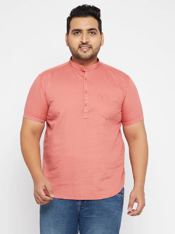 Plus Size Men's Striped Chambray Casual Shirts with a Spread Collar for a Preppy AppearanceMen Solid Pink Straight Shirt Plus Size Men's Striped Chambray Casual Shirts with a Spread Collar for a Preppy AppearanceMen Solid Pink Straight Shirt