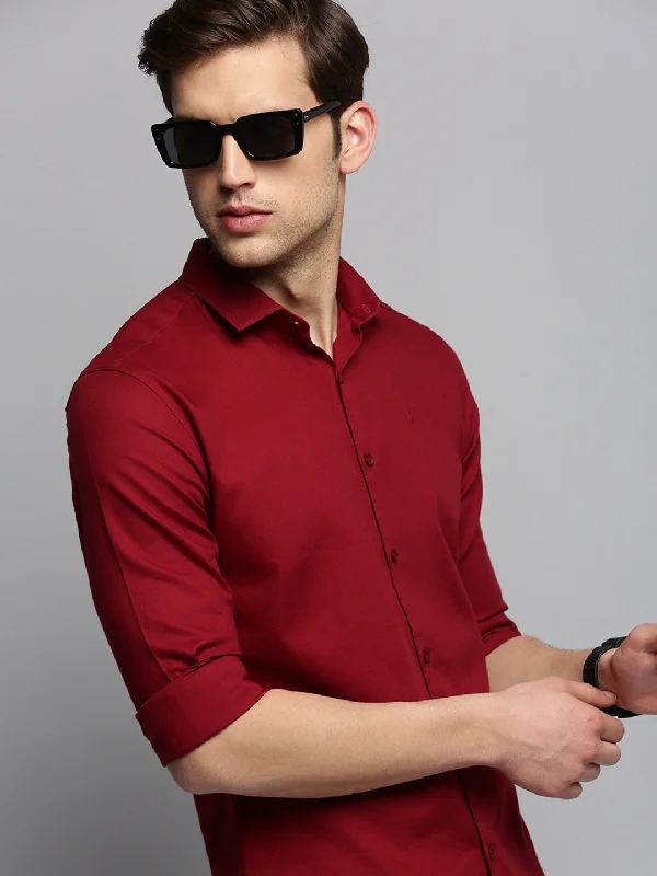 Men's Distressed Denim Casual Shirts with Frayed Edges for a Trendy and Rugged LookMen Maroon Solid Casual Shirt Men's Distressed Denim Casual Shirts with Frayed Edges for a Trendy and Rugged LookMen Maroon Solid Casual Shirt