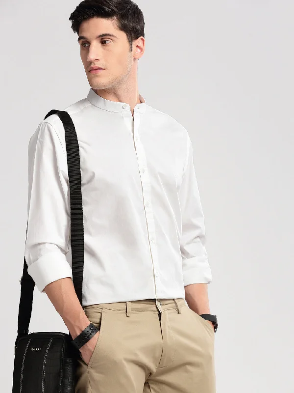 Men's Retro - Style Hawaiian Print Casual Shirts in Bold Patterns for a Tropical VacationMen Mandarin Collar Solid White Casual Shirt Men's Retro - Style Hawaiian Print Casual Shirts in Bold Patterns for a Tropical VacationMen Mandarin Collar Solid White Casual Shirt