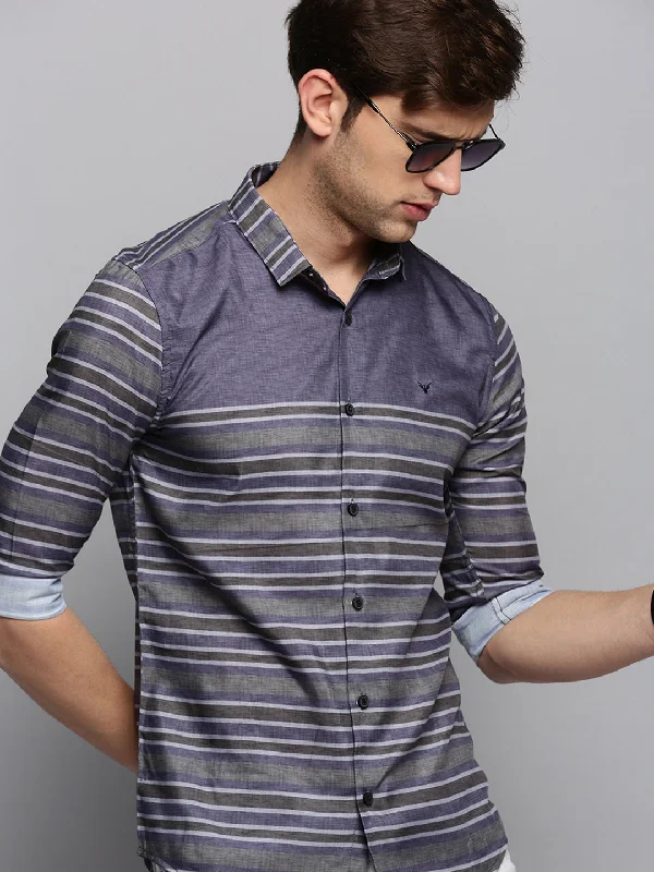 Men's Button - Down Oxford Casual Shirts in Crisp White for a Classic and Versatile StyleMen Grey Striped Casual Shirt Men's Button - Down Oxford Casual Shirts in Crisp White for a Classic and Versatile StyleMen Grey Striped Casual Shirt