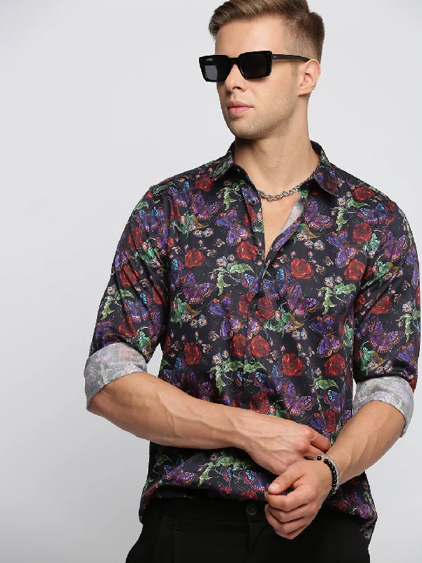 Plus Size Men's Plaid Flannel Casual Shirts in Earth Tones for a Cozy Fall OutfitMen Black Spread Collar Floral Shirt Plus Size Men's Plaid Flannel Casual Shirts in Earth Tones for a Cozy Fall OutfitMen Black Spread Collar Floral Shirt