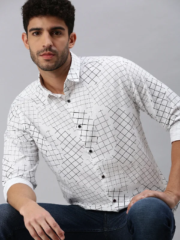 Men's Linen Blend Casual Shirts with Roll - Up Sleeves for a Summer Beach LookMen White Printed Casual Shirt Men's Linen Blend Casual Shirts with Roll - Up Sleeves for a Summer Beach LookMen White Printed Casual Shirt