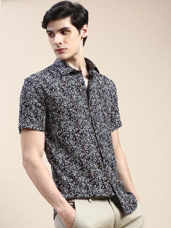 Men's Organic Cotton Casual Shirts with a Soft Handfeel for Everyday ComfortMen Black Printed Casual Shirt Men's Organic Cotton Casual Shirts with a Soft Handfeel for Everyday ComfortMen Black Printed Casual Shirt