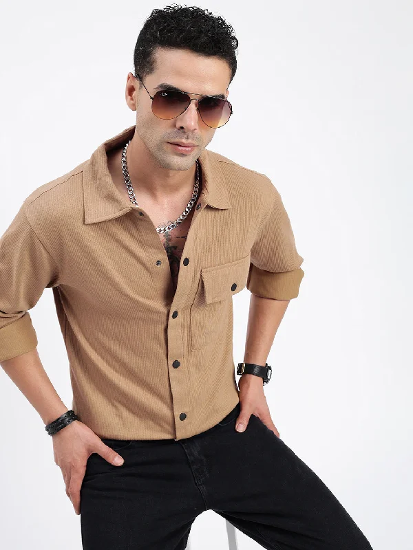 Men's Distressed Denim Casual Shirts with Frayed Edges for a Trendy and Rugged LookMen Solid Brown Slim Fit Shirt Men's Distressed Denim Casual Shirts with Frayed Edges for a Trendy and Rugged LookMen Solid Brown Slim Fit Shirt