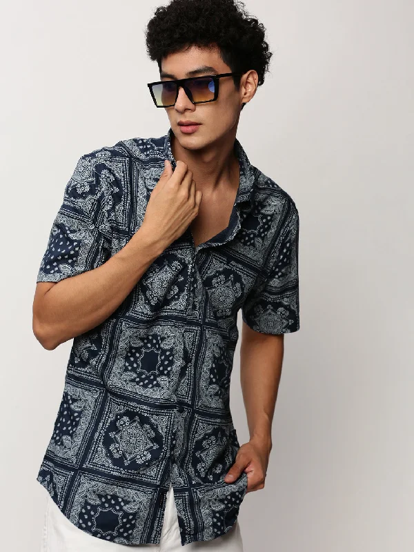 Men's Tailored Fit Checkered Casual Shirts in Multicolor for a Smart - Casual EnsembleMen Navy Printed Casual Casual Shirts Men's Tailored Fit Checkered Casual Shirts in Multicolor for a Smart - Casual EnsembleMen Navy Printed Casual Casual Shirts