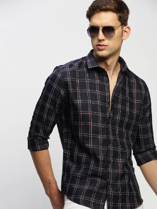 Men's Distressed Denim Casual Shirts with Frayed Edges for a Trendy and Rugged LookMen Navy Checked Shirt Men's Distressed Denim Casual Shirts with Frayed Edges for a Trendy and Rugged LookMen Navy Checked Shirt