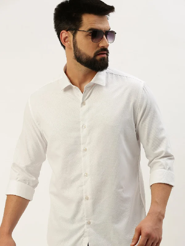 Men's Slim - Fit Printed Floral Casual Shirts in Pastel Colors for a Spring - Inspired VibeMen White Solid Casual Shirt Men's Slim - Fit Printed Floral Casual Shirts in Pastel Colors for a Spring - Inspired VibeMen White Solid Casual Shirt