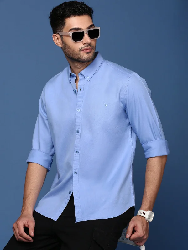 Men's Stretch - Fabric Casual Shirts in Navy Blue for a Comfortable and Flexible FitMen Solid Blue Slim Fit Shirt Men's Stretch - Fabric Casual Shirts in Navy Blue for a Comfortable and Flexible FitMen Solid Blue Slim Fit Shirt