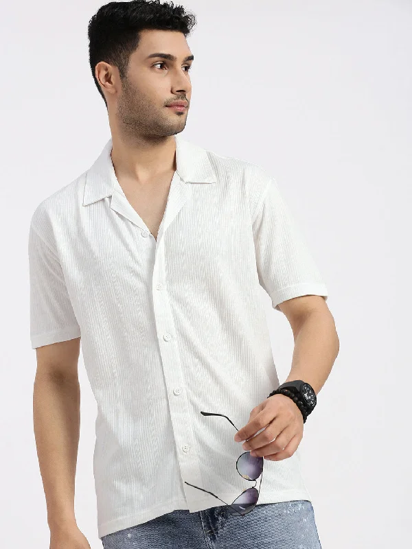 Men's Long - Line Oversized Casual Shirts in Dark Gray for a Relaxed and Modern LookMen White Cuban Collar Solid Shirt Men's Long - Line Oversized Casual Shirts in Dark Gray for a Relaxed and Modern LookMen White Cuban Collar Solid Shirt
