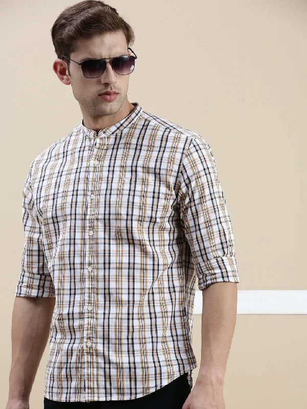 Men's Sustainable Recycled Material Casual Shirts for Eco - Conscious ConsumersMen White Checked Casual Shirt Men's Sustainable Recycled Material Casual Shirts for Eco - Conscious ConsumersMen White Checked Casual Shirt