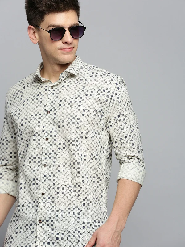 Men's Graphic - Printed Casual Shirts with Pop - Culture References for a Fun and Stylish LookMen Cream Printed Casual Shirt Men's Graphic - Printed Casual Shirts with Pop - Culture References for a Fun and Stylish LookMen Cream Printed Casual Shirt