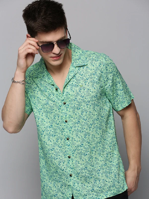 Men's Organic Cotton Casual Shirts with a Soft Handfeel for Everyday ComfortMen Green Printed Casual Shirt Men's Organic Cotton Casual Shirts with a Soft Handfeel for Everyday ComfortMen Green Printed Casual Shirt