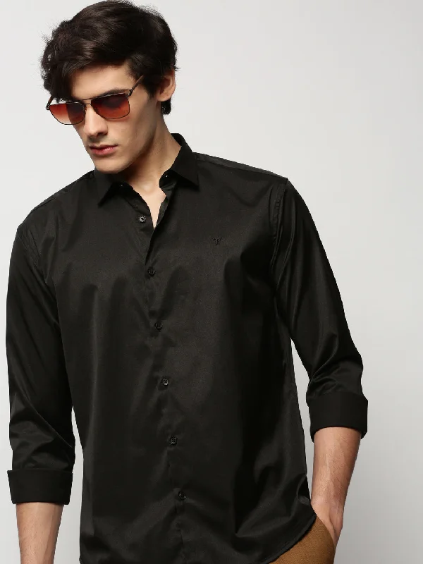 Men's Sustainable Recycled Material Casual Shirts for Eco - Conscious ConsumersMen Black Solid Casual Casual Shirts Men's Sustainable Recycled Material Casual Shirts for Eco - Conscious ConsumersMen Black Solid Casual Casual Shirts