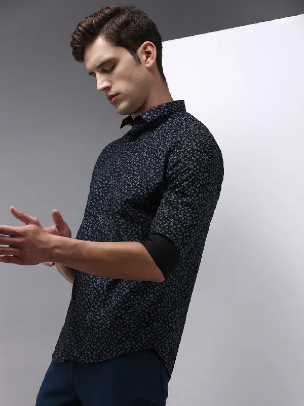 Men's Sustainable Recycled Material Casual Shirts for Eco - Conscious ConsumersMen Blue Printed Casual Shirt Men's Sustainable Recycled Material Casual Shirts for Eco - Conscious ConsumersMen Blue Printed Casual Shirt