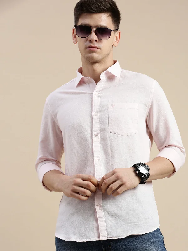 Men's Embroidered Detail Casual Shirts in Beige for a Touch of EleganceMen Spread Collar Solid Pink Shirt Men's Embroidered Detail Casual Shirts in Beige for a Touch of EleganceMen Spread Collar Solid Pink Shirt