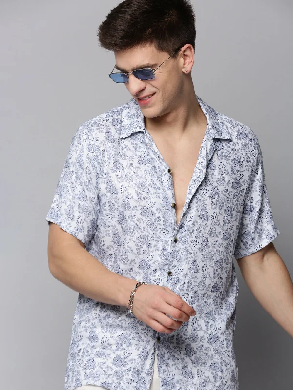 Men's Graphic - Printed Casual Shirts with Pop - Culture References for a Fun and Stylish LookMen White Printed Casual Shirt
