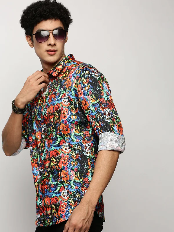 Men's Retro - Style Hawaiian Print Casual Shirts in Bold Patterns for a Tropical VacationMen Multi Typographic Shirt Men's Retro - Style Hawaiian Print Casual Shirts in Bold Patterns for a Tropical VacationMen Multi Typographic Shirt
