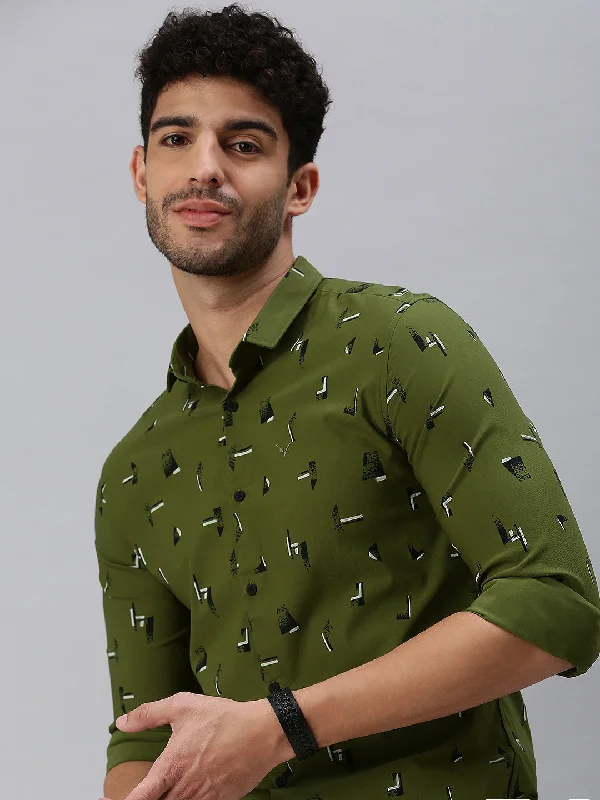 Men's Retro - Style Hawaiian Print Casual Shirts in Bold Patterns for a Tropical VacationMen Olive Printed Casual Shirt Men's Retro - Style Hawaiian Print Casual Shirts in Bold Patterns for a Tropical VacationMen Olive Printed Casual Shirt