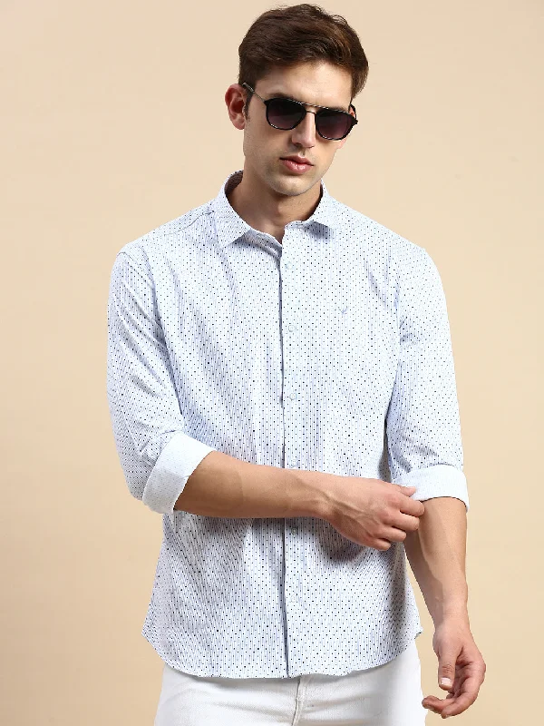 Men's Slim - Fit Printed Floral Casual Shirts in Pastel Colors for a Spring - Inspired VibeMen White Striped Casual Shirt Men's Slim - Fit Printed Floral Casual Shirts in Pastel Colors for a Spring - Inspired VibeMen White Striped Casual Shirt