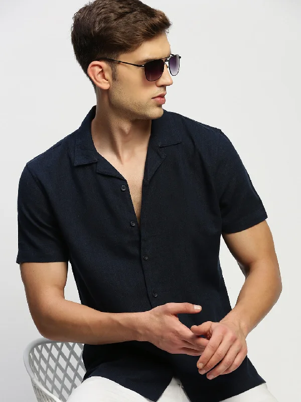 Men's Shearling - Lined Collar Casual Shirts in Brown for a Rustic and Warm AppealMen Navy Solid Shirt Men's Shearling - Lined Collar Casual Shirts in Brown for a Rustic and Warm AppealMen Navy Solid Shirt