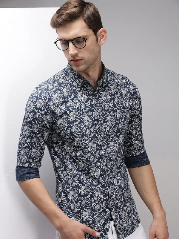 Men's Wrinkle - Resistant Polyester Blend Casual Shirts for Easy Travel and MaintenanceMen Blue Printed Casual Shirt Men's Wrinkle - Resistant Polyester Blend Casual Shirts for Easy Travel and MaintenanceMen Blue Printed Casual Shirt