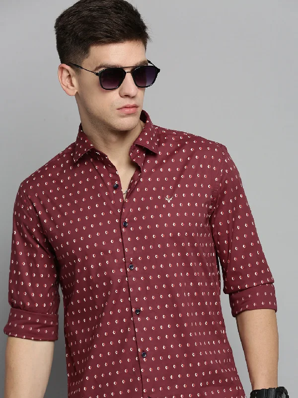 Men's Linen Blend Casual Shirts with Roll - Up Sleeves for a Summer Beach LookMen Red Printed Casual Shirt Men's Linen Blend Casual Shirts with Roll - Up Sleeves for a Summer Beach LookMen Red Printed Casual Shirt