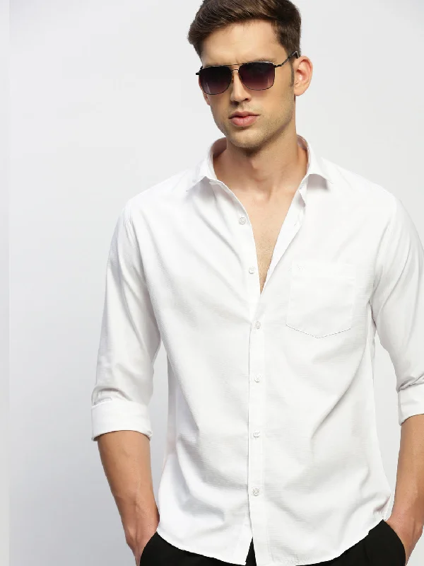 Men's Organic Cotton Casual Shirts with a Soft Handfeel for Everyday ComfortMen White Solid Shirt Men's Organic Cotton Casual Shirts with a Soft Handfeel for Everyday ComfortMen White Solid Shirt