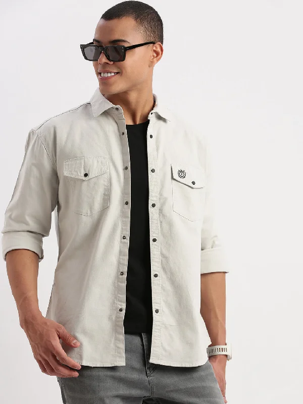 Men's Retro - Style Hawaiian Print Casual Shirts in Bold Patterns for a Tropical VacationMen Solid Grey Shirt Men's Retro - Style Hawaiian Print Casual Shirts in Bold Patterns for a Tropical VacationMen Solid Grey Shirt