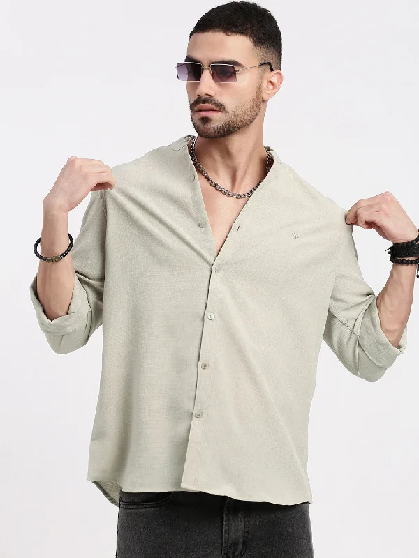 Men's Button - Down Oxford Casual Shirts in Crisp White for a Classic and Versatile StyleMen Beige Solid Slim Fit Shirt Men's Button - Down Oxford Casual Shirts in Crisp White for a Classic and Versatile StyleMen Beige Solid Slim Fit Shirt