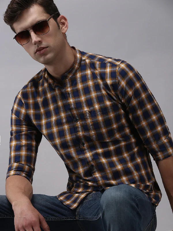 Men's Tailored Fit Checkered Casual Shirts in Multicolor for a Smart - Casual EnsembleMen Blue Checked Casual Shirt Men's Tailored Fit Checkered Casual Shirts in Multicolor for a Smart - Casual EnsembleMen Blue Checked Casual Shirt