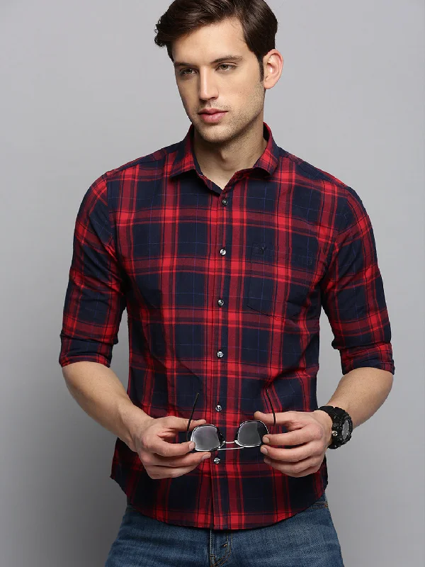 Men's Moisture - Wicking Performance Fabric Casual Shirts for Outdoor ActivitiesMen Navy Checked Casual Shirt Men's Moisture - Wicking Performance Fabric Casual Shirts for Outdoor ActivitiesMen Navy Checked Casual Shirt