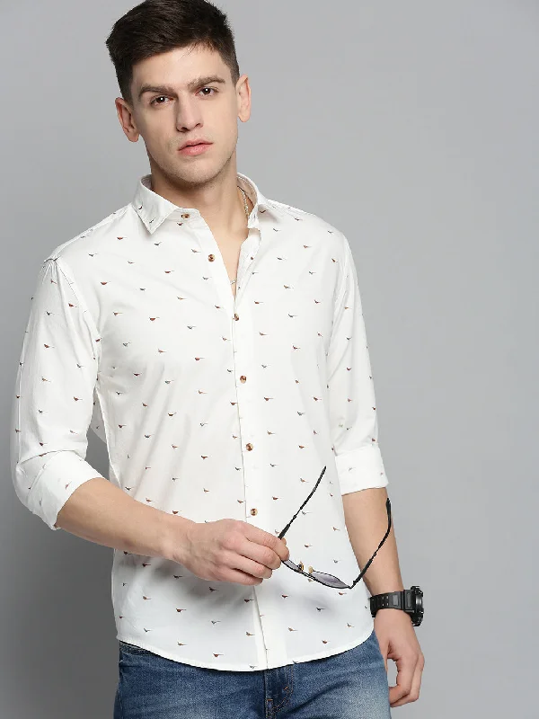 Men's Tailored Fit Checkered Casual Shirts in Multicolor for a Smart - Casual EnsembleMen White Printed Casual Shirt Men's Tailored Fit Checkered Casual Shirts in Multicolor for a Smart - Casual EnsembleMen White Printed Casual Shirt