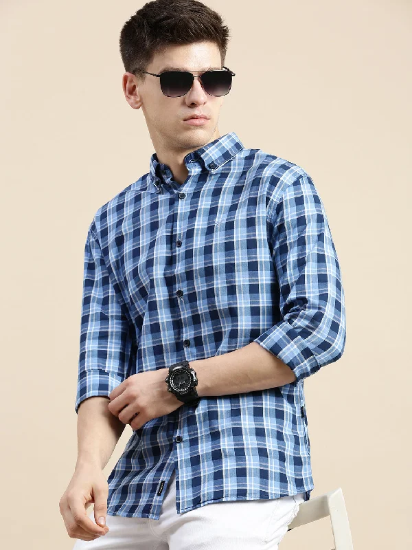 Men's Linen Blend Casual Shirts with Roll - Up Sleeves for a Summer Beach LookMen Multi Checked Casual Shirt Men's Linen Blend Casual Shirts with Roll - Up Sleeves for a Summer Beach LookMen Multi Checked Casual Shirt