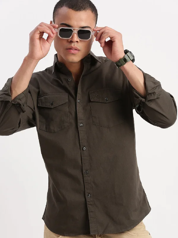 Men's Sustainable Recycled Material Casual Shirts for Eco - Conscious ConsumersMen Solid Green Shirt Men's Sustainable Recycled Material Casual Shirts for Eco - Conscious ConsumersMen Solid Green Shirt
