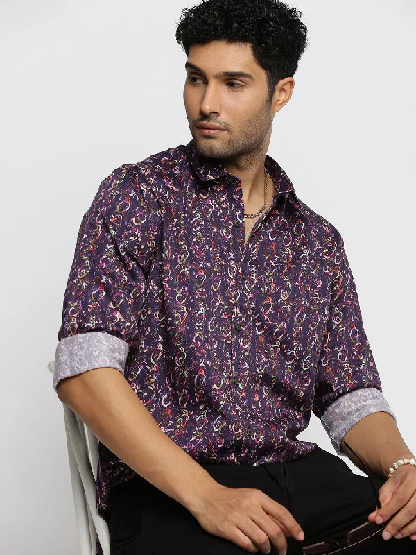 Men's Button - Down Oxford Casual Shirts in Crisp White for a Classic and Versatile StyleMen Purple Spread Collar Abstract Shirt Men's Button - Down Oxford Casual Shirts in Crisp White for a Classic and Versatile StyleMen Purple Spread Collar Abstract Shirt