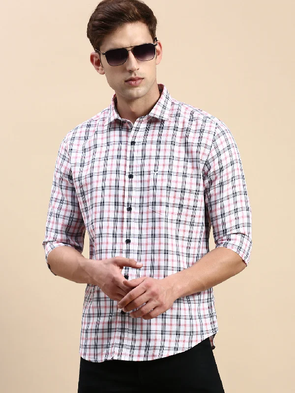 Men's Two - Tone Contrast Panel Casual Shirts in White and Navy for a Stylish and Eye - Catching DesignMen Multi Checked Casual Shirt Men's Two - Tone Contrast Panel Casual Shirts in White and Navy for a Stylish and Eye - Catching DesignMen Multi Checked Casual Shirt