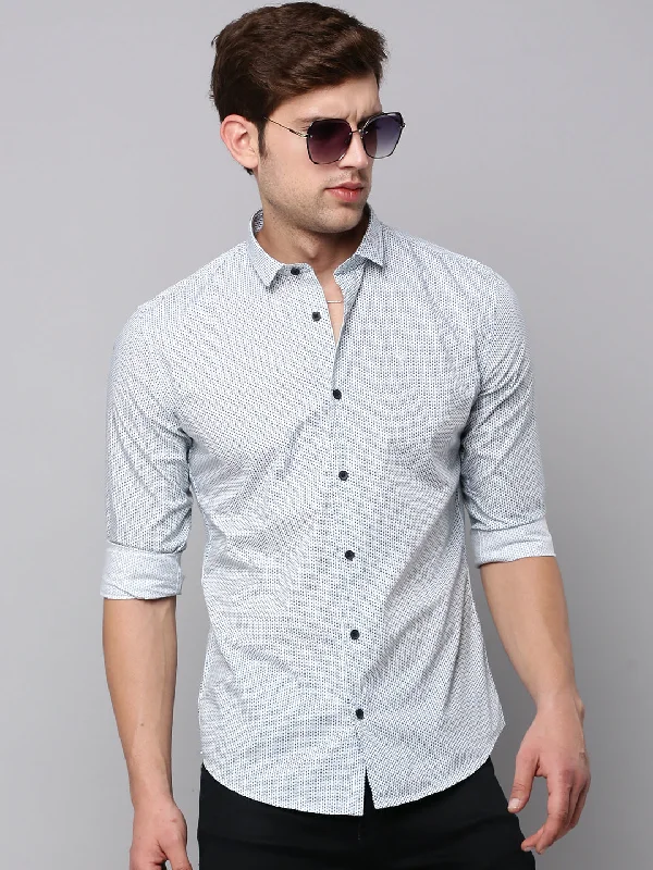 Men's Sustainable Recycled Material Casual Shirts for Eco - Conscious ConsumersMen White Printed Casual Shirt Men's Sustainable Recycled Material Casual Shirts for Eco - Conscious ConsumersMen White Printed Casual Shirt