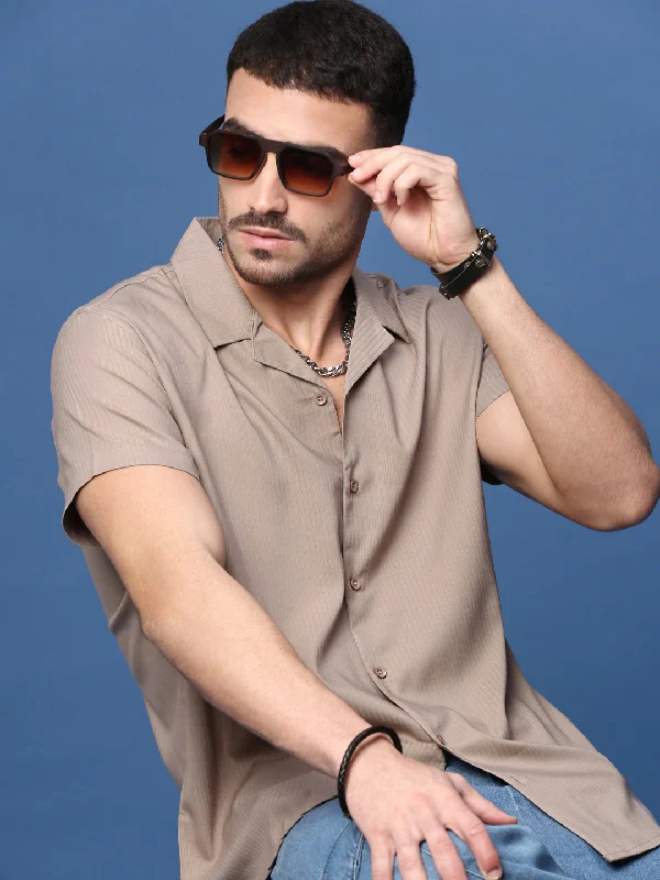 Men's Button - Down Oxford Casual Shirts in Crisp White for a Classic and Versatile StyleMen Brown Cuban Collar Shirt Men's Button - Down Oxford Casual Shirts in Crisp White for a Classic and Versatile StyleMen Brown Cuban Collar Shirt