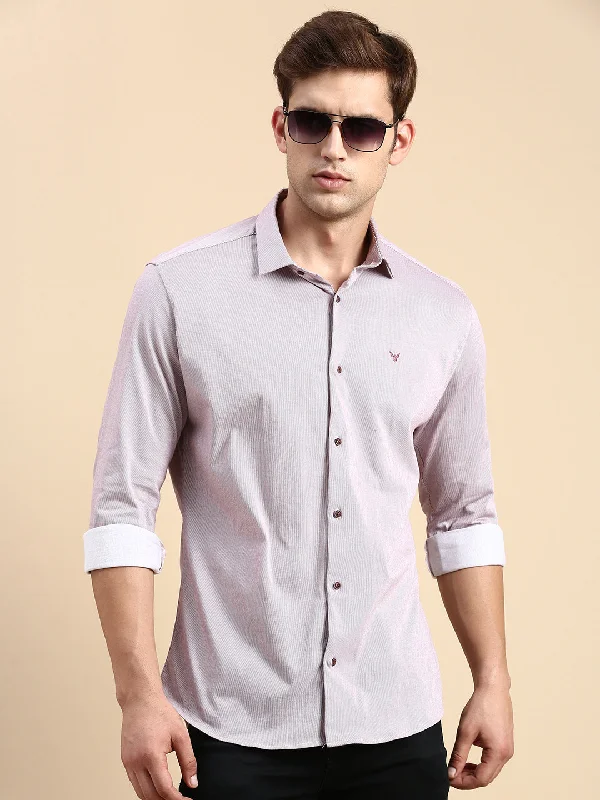 Men's Stretch - Fabric Casual Shirts in Navy Blue for a Comfortable and Flexible FitMen Mauve Striped Casual Shirt Men's Stretch - Fabric Casual Shirts in Navy Blue for a Comfortable and Flexible FitMen Mauve Striped Casual Shirt