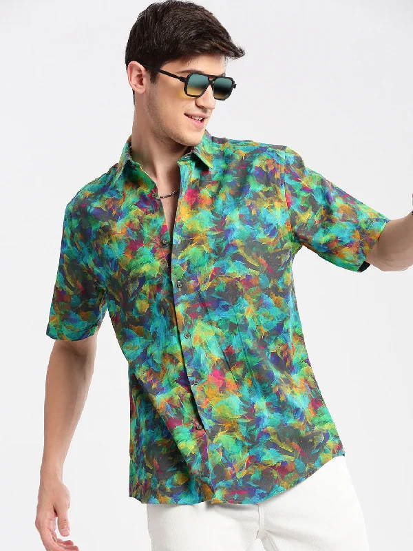 Men's Short - Sleeve Linen Casual Shirts in Light Khaki for a Breathable Summer OptionMen Spread Collar Abstract Green Casual Shirt Men's Short - Sleeve Linen Casual Shirts in Light Khaki for a Breathable Summer OptionMen Spread Collar Abstract Green Casual Shirt