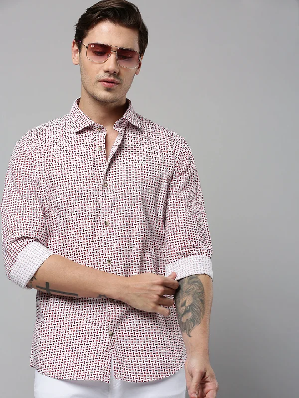 Men's Tailored Fit Checkered Casual Shirts in Multicolor for a Smart - Casual EnsembleMen White Printed Casual Shirt Men's Tailored Fit Checkered Casual Shirts in Multicolor for a Smart - Casual EnsembleMen White Printed Casual Shirt