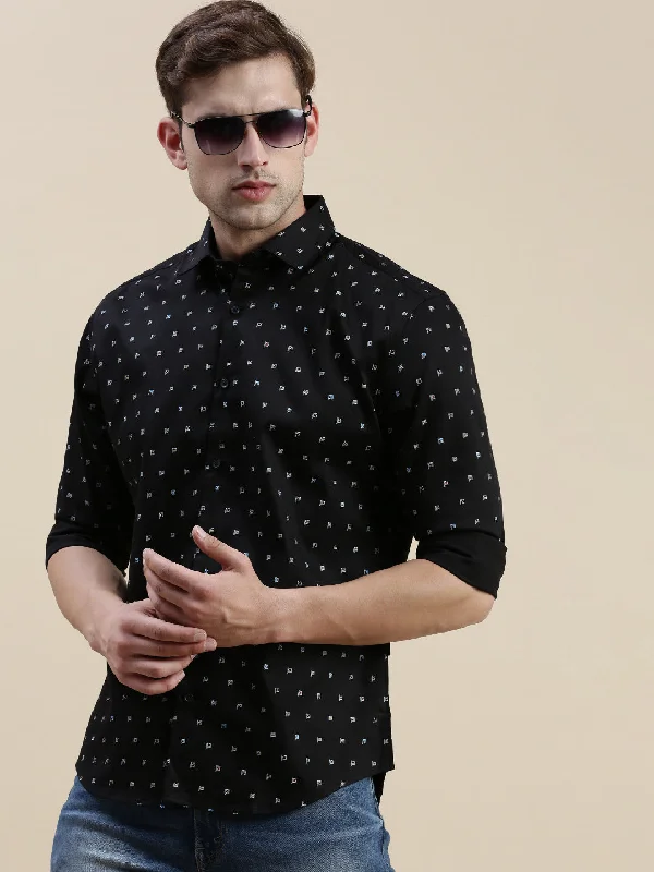 Men's Sustainable Recycled Material Casual Shirts for Eco - Conscious ConsumersMen Black Graphics Casual Shirt Men's Sustainable Recycled Material Casual Shirts for Eco - Conscious ConsumersMen Black Graphics Casual Shirt