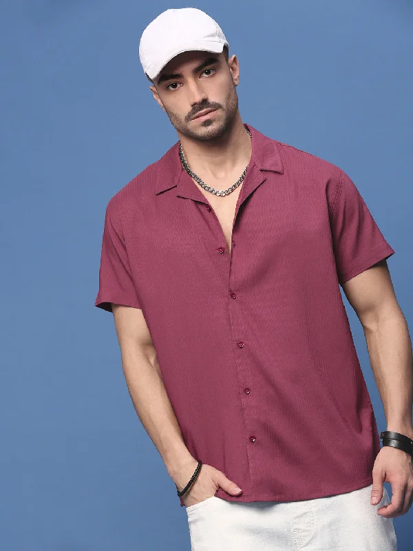 Men's Long - Line Oversized Casual Shirts in Dark Gray for a Relaxed and Modern LookMen Burgundy Cuban Collar Shirt Men's Long - Line Oversized Casual Shirts in Dark Gray for a Relaxed and Modern LookMen Burgundy Cuban Collar Shirt