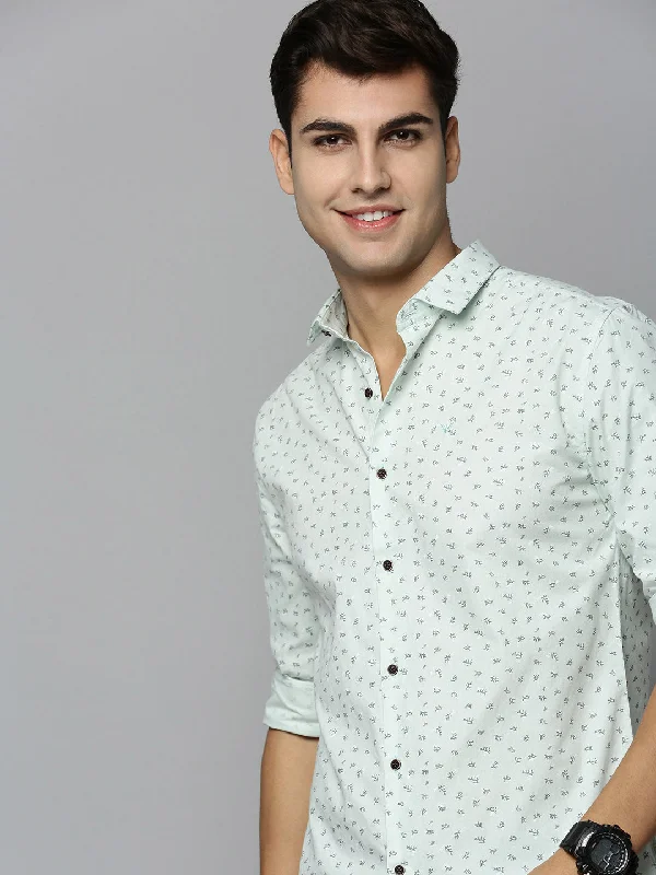 Men's Button - Down Oxford Casual Shirts in Crisp White for a Classic and Versatile StyleMen Green Printed Casual Shirt Men's Button - Down Oxford Casual Shirts in Crisp White for a Classic and Versatile StyleMen Green Printed Casual Shirt